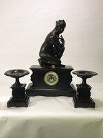 Pendule bronze marbre noir de style empire