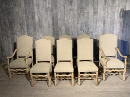 Série de 6 chaises et 2 fauteuils os de mouton